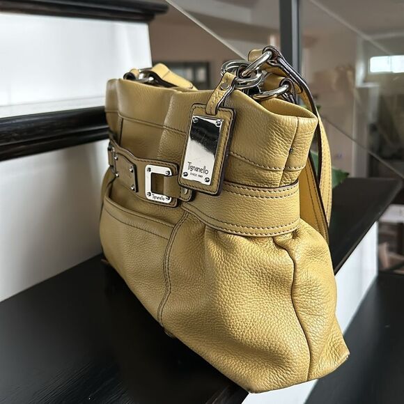 Tignanello, genuine, leather shoulder, handbag purse, mustard, yellow like new - Picture 6 of 10
